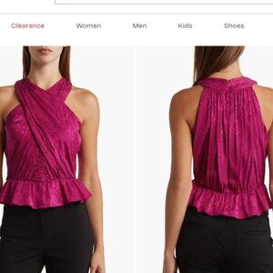NWT Veronica Beard Silk Blend Kailani Halter Top in Bright Magenta Size 4